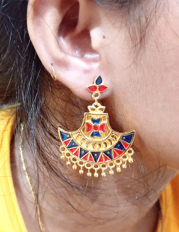 Assamese_Traditional_Copper_Gold_Plated_Red_Blue_Colour_Jhumki_Earring_For_Girls_&_Women